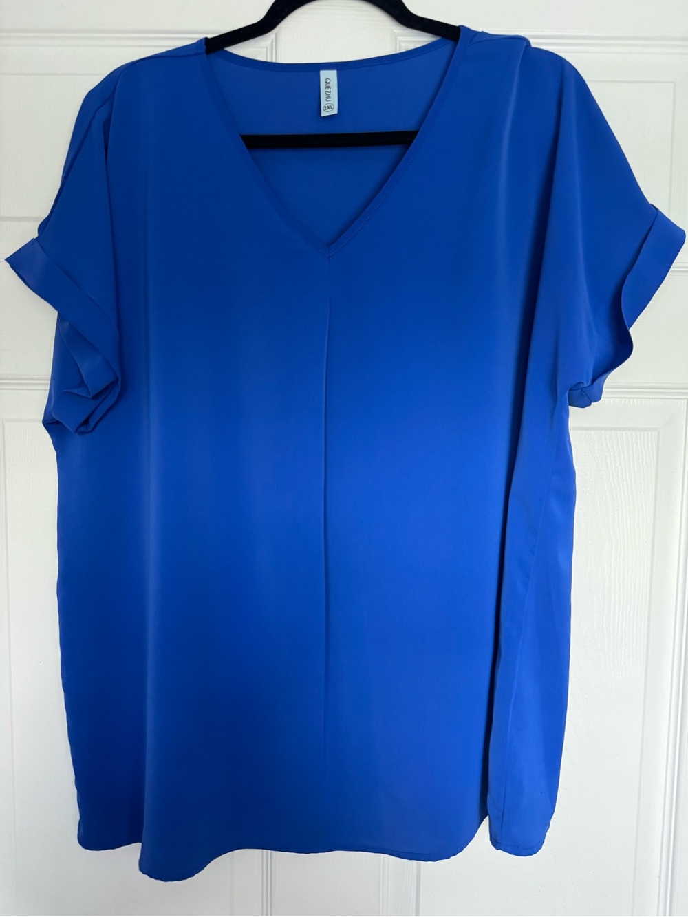 V-Neck Short Sleeve Blouse; Cobalt Blue. Size 2XL, Like NEW